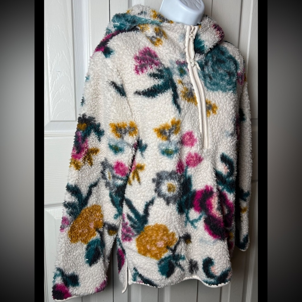 SATURDAY SUNDAY Anthropologie Fleece Floral Boho Hoodie XS - Picture 5 of 11